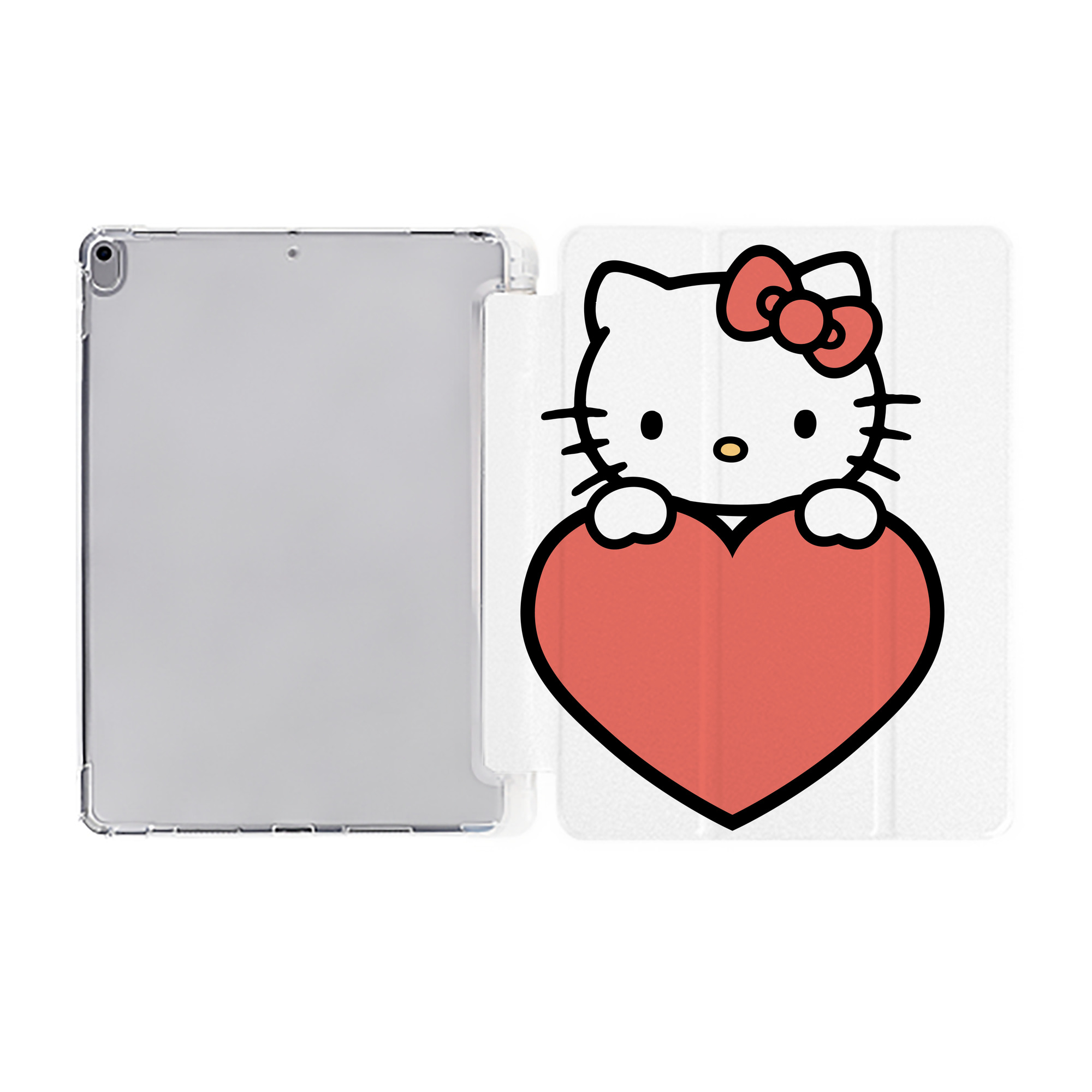 （画像用） Hello Kitty ハローキティ IPad ケース ペン収納付き 三つ折りスタンド PUレザー×シリコン 対応機種9.5/10.5/10.9インチ